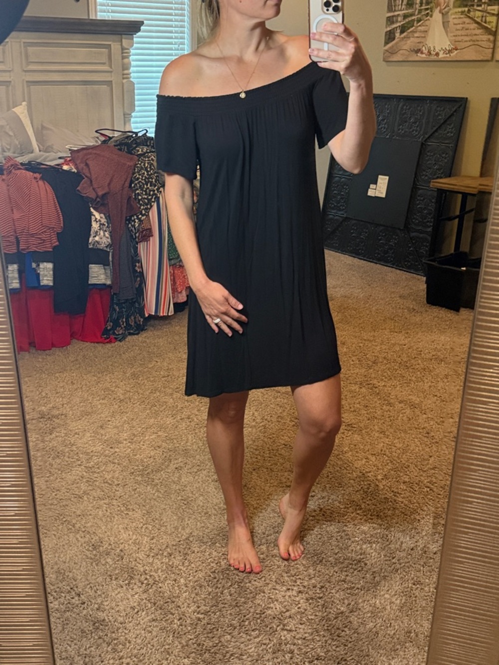 Mossimo Supply Co. Black Off-the-Shoulder Short Dress